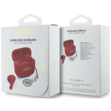 Guess Glossy Effect Printed Classic Logo & Charm TWS Earphones Red - GUTWSXMCCLR