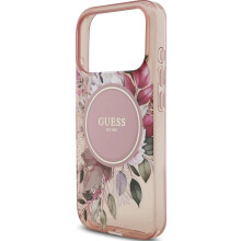 Guess IML Flowers Strap Case with MagSafe for iPhone 17 Pro 6.3" Pink - GUHMP17LHFWBRCESP