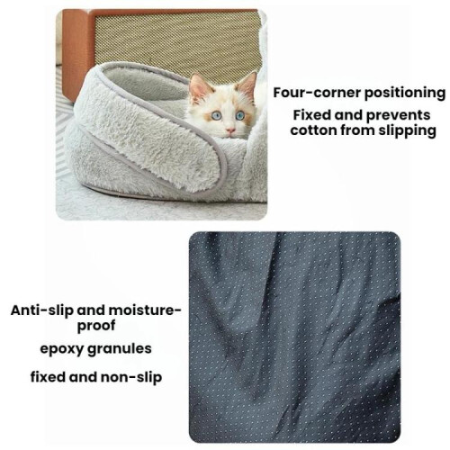 Winter-Warm Widened Semi-Enclosed Light-Blocking Pet Bed, Color: White + S 2