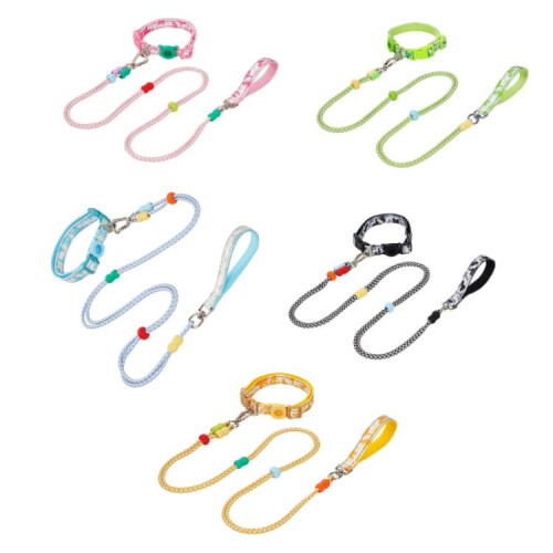 Pet Double-section P-shaped Leash Multi-functional Collar Walking Lead, Size: S(Pink) 1