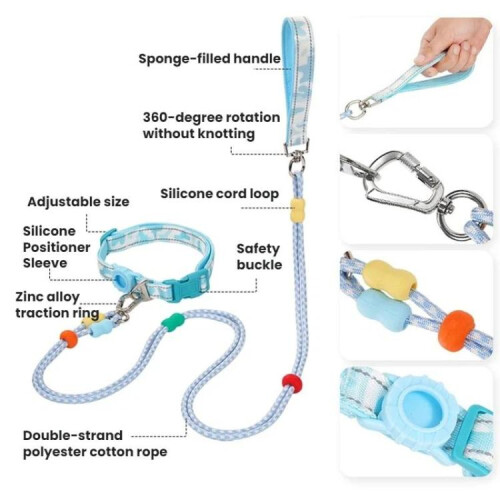 Pet Double-section P-shaped Leash Multi-functional Collar Walking Lead, Size: S(Pink) 2