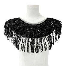 Jeweled Sequins Artistic Fabric for Clothes Hat Sewing-Black