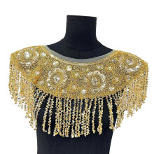 Jeweled Sequins Sew Patches Trimmings Artistic Fabric for-Gold