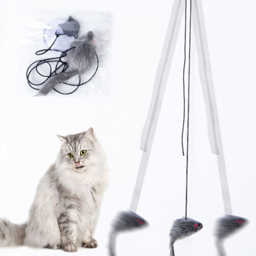 Retractable cat toy for hanging on doors (grass green rabbit) 2
