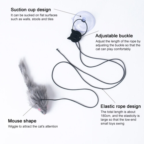 Retractable cat toy for hanging on doors (purple rabbit) 1