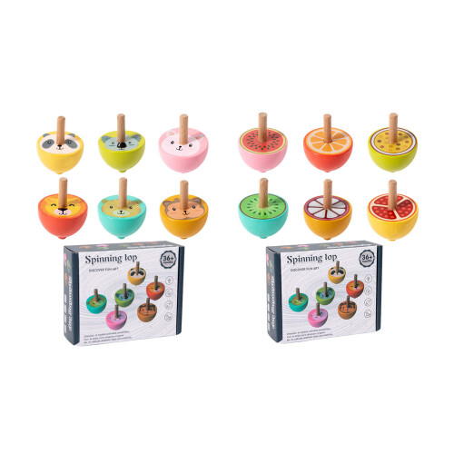 6pcs Nostalgic Whirling Top Early Fine Motor Skill Hand-animal 1