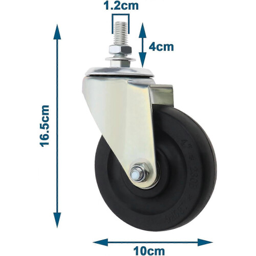 4in compatible with Hoverkart Replacement Wheel with Metal Bracket Rubber Hoverboard Kart Wheel 2