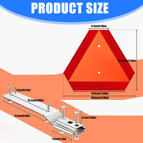 Standard Size Reflective Safety Triangle Slow Moving Vehicle 2