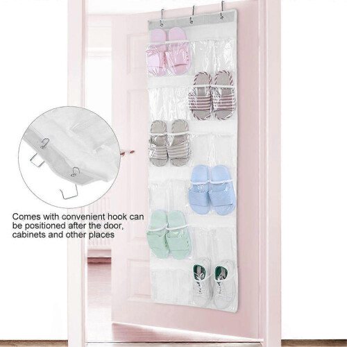 24-Pocket Hanging Transparent Shoe Storage Organizer 2