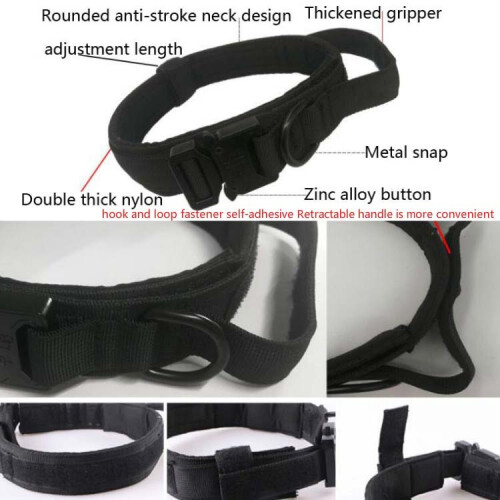 Thickened nylon medium to large size dog leash collar, size: XL (black) 2