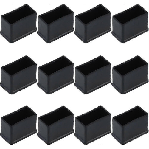 12 Pack Black Felt Pads 30x15mm, Rectangular Rubber Protector Caps for Table Legs