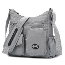 Compacte nylon schoudertas voor dames-Waterdichte anti-diefstal handtas zwart