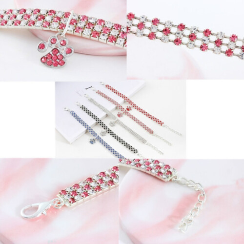 Collana elastica con strass per cani e gatti, taglia S (bianca) 2