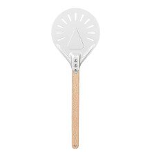 Runder Pizzaspatel mit 41 cm langem, abnehmbarem Holzgriff – rutschfestes und hitzebeständiges Pizzabackwerkzeug (9 Zoll)