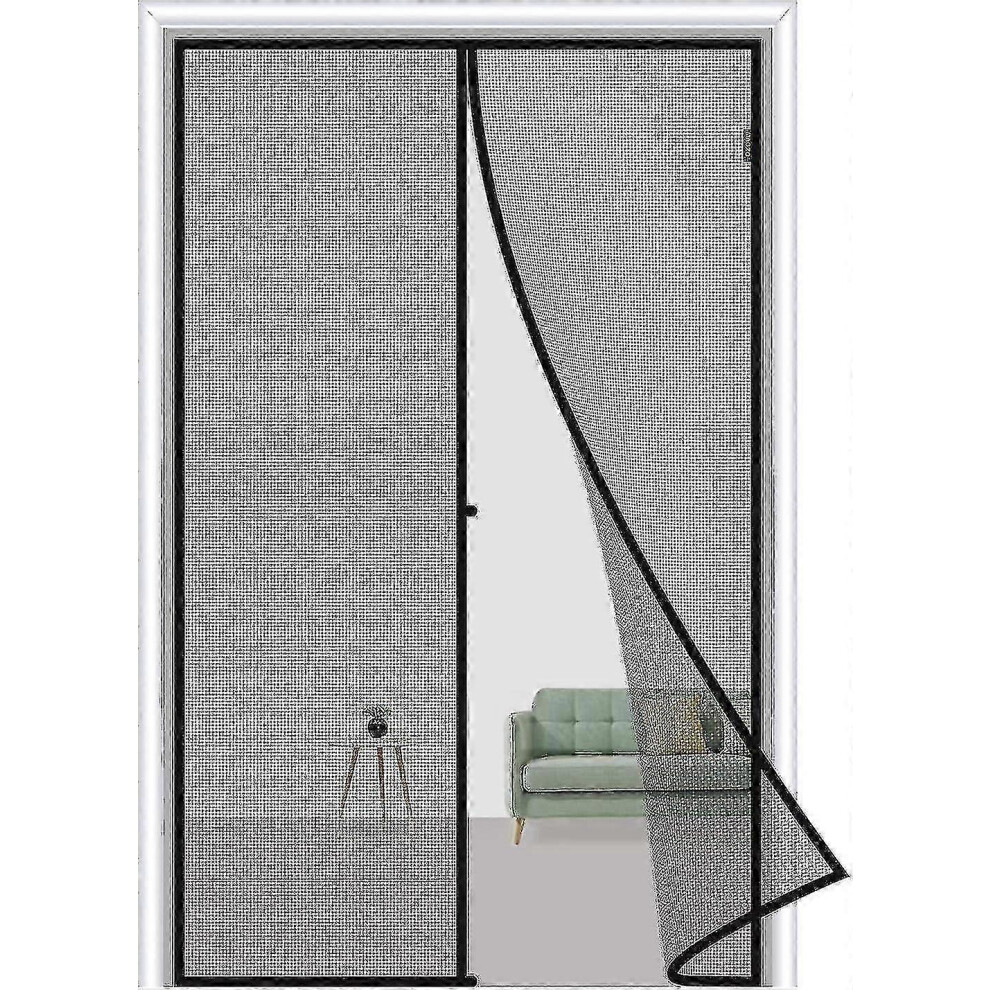 80 X 210 Cm Black Magnetic Door Curtain, Anti-Mosquito Insect Repellent Magnetic Door Curtain With Magnets, No Drilling. 1234567768151