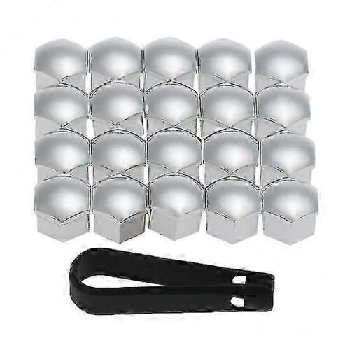 17mm Universal Lug Nut Covers Silver - 4x20pcs Wheel Screw Protector Caps