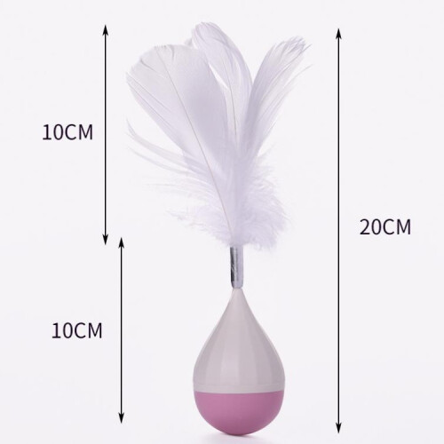 Interactive cat toy - Feathered roly-poly cat wand (white + pink) 2