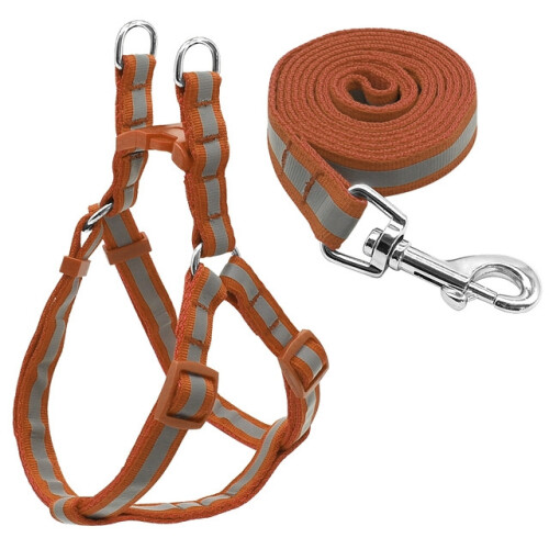 Small to medium-sized dog nylon reflective dog leash set, size: S (brown) 1