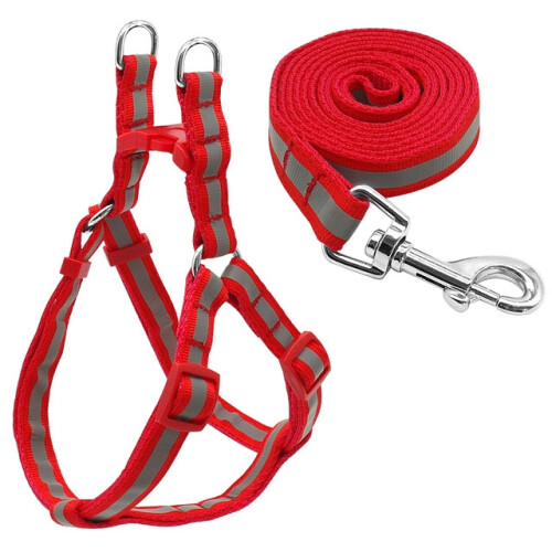 Small to medium-sized dog nylon reflective dog leash set, size: S (red) 1