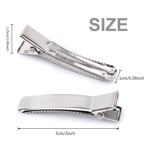 50 Presilhas de Cabelo em Metal Prateado com Formato de Jacaré, 5 cm (2 polegadas) 1