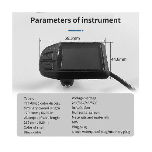 LCD TFT UKC3 Display Speed Battery Time Indicator for Electric Bicycle 24V 36V 48V Motor Conversion 2