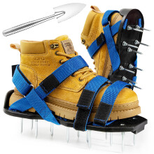 Bakulala Lawn Aerator Shoes Pre-Assembled, Heavy Duty Lawn Spike Shoes with Adjustable Straps, Soil Aerating Tools for Yard Patio Garden, Includes Cl