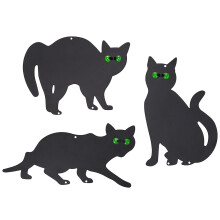 Taylor & Brown 3Pcs Cat Silhouette for Garden Black Cat Garden Scarer with Reflective Eyes Weatherproof Cats Scarer for Yard Outdo