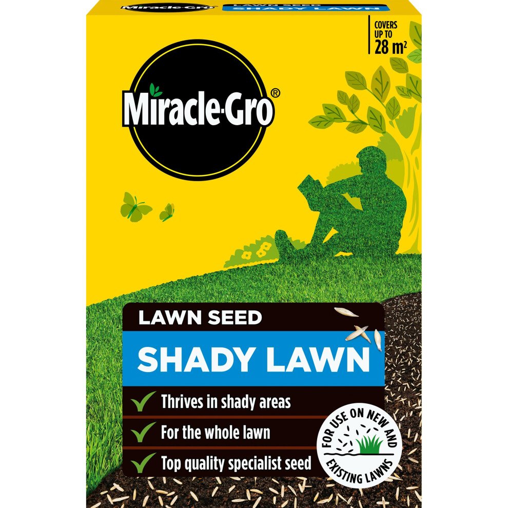 Miracle-Gro Shady Lawn Seed, Child And Pet Friendly - Coverage 28M2, 840G Box