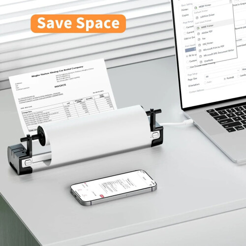 Printer Stand Compatible with Phomemo M08F — Designed Compatible with A4 Roll Paper 1