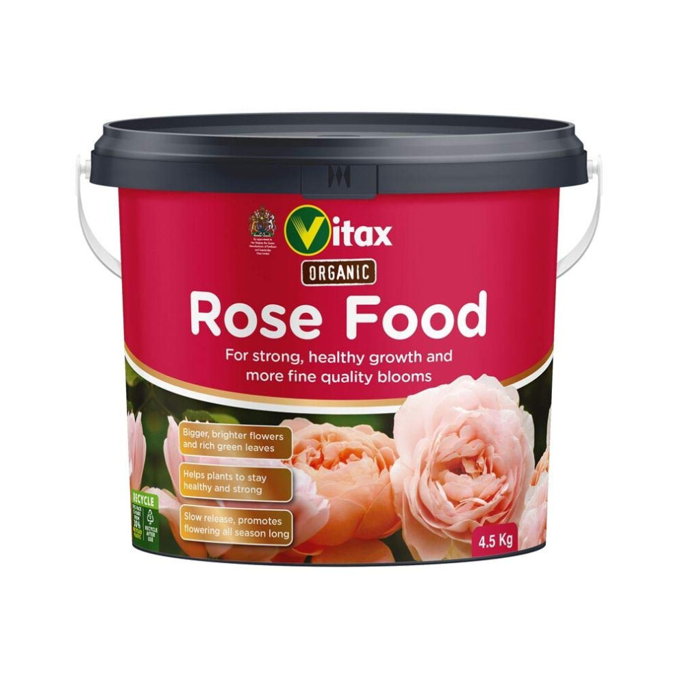 Vitax Organic Rose Food, Specially Tailored Nutrient Mix, Slow Release, 100% Organic, For Healthy Leaves And Bigger Blooms Of Flow