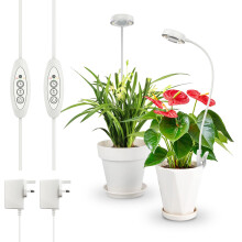 SANSI Clip Grow Lights for Indoor Plants, 10W Full Spectrum, Timer, 2 Pack | 4000K Gooseneck Pot Clip LED, 3/6/12H Timer