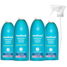 Method Bathroom Cleaner Spray Sparking Clean Surface Cleaner Eucalyptus Scent Pack of 4 4 x 828ml