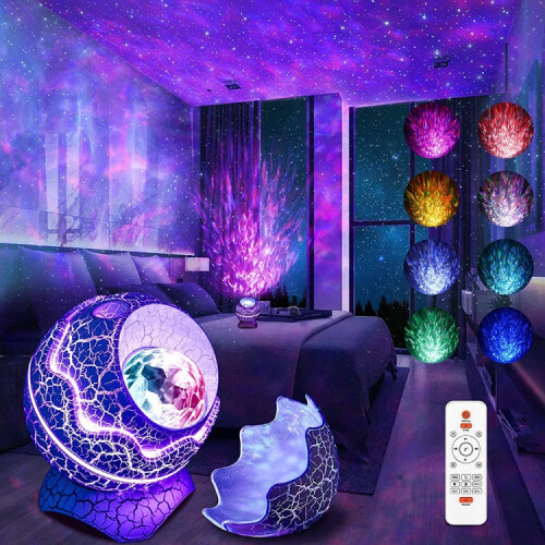 K850 LED Dinosaur Egg Remote Control Bluetooth Starry Sky Projector with Speaker Function (Cracked White) 1