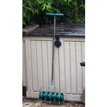 Greenkey Rolling Lawn Aerator, Manual 300mm Spiked Roller, Green, Mixed Materials, Compact Style