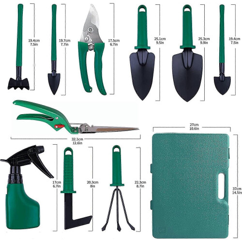 Garden Tool Set, 10Pcs Gardening Tool Kits with Transplanters Scissors Harrow Anti-Rust 1