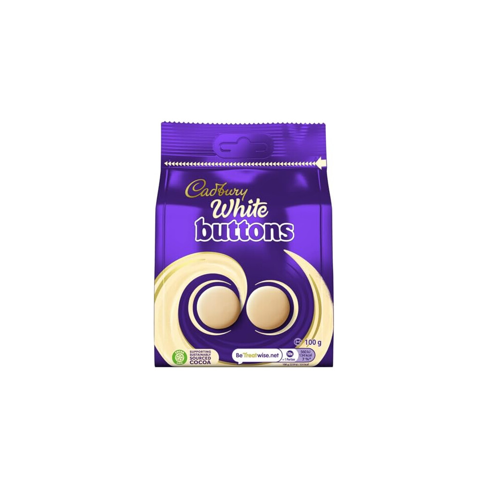 Cadbury Chocolate Giant Buttons Sharing Bag Bite Size Treats 100 G Pack Of 1 White