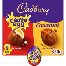 Cadbury Creme Egg and Caramel Milk Chocolate Egg Perfect For Easter Egg Hunts Includes 8 Eggs 320 g Pack of 1