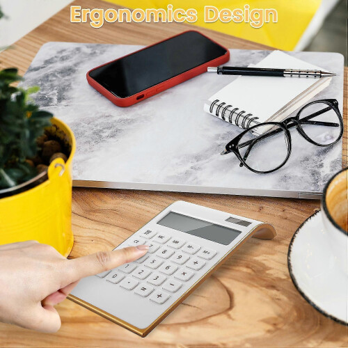 Calculator, Slim Elegant Design, Office/Home Electronics, Dual Powered Desktop Calculator, Solar Po 2