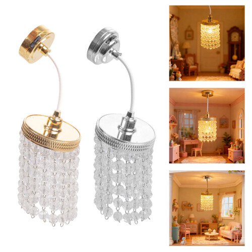 Beaded Chandelier Model Bedroom Ceiling Light Miniature-Gold 2