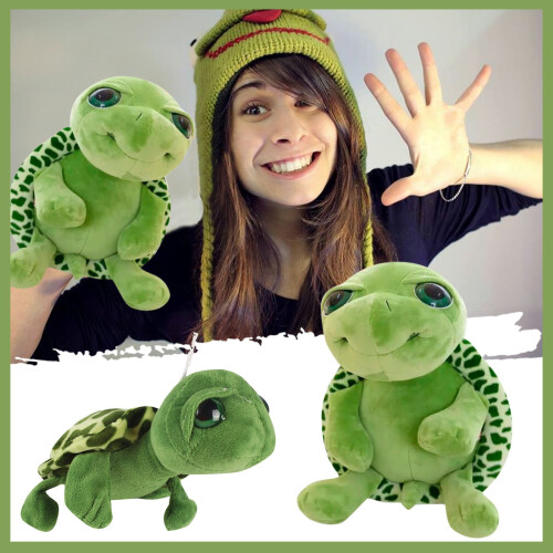 Groene schildpad knuffel met grote ogen 1