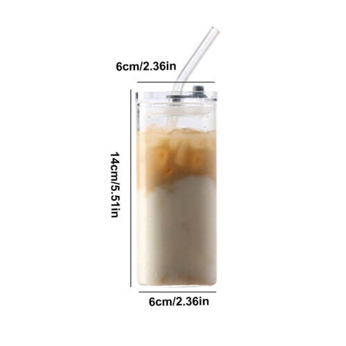 400-ml-Glasbecher mit Deckel und Strohhalm 2