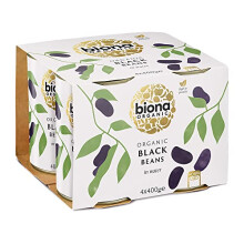 Biona Organic Black Beans 400g Pack of 4 In Water PreCooked Ready to Eat No Added Sugar or Salt Source of Vegan Protein and Fibre BPA Free Can