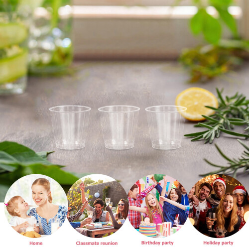 Conjunto de 50 copos de degustação de plástico transparente, 30ml 2