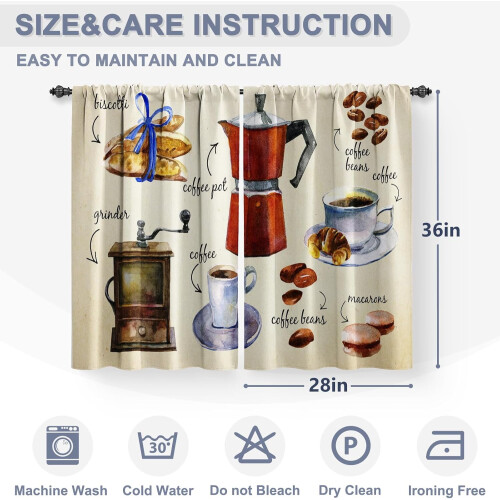 Κουρτίνες καφέ Farmhouse Coffee Bean, σετ 2 επιπέδων 36 ιντσών 2