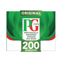 PG Tips Original Black Tea Bags Bulk Individually Wrapped String Tag Teabags Signature Taste Refreshing Flavourful 200 Plant Based Biodegradable E