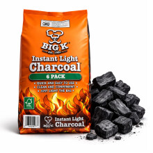 Big K Instant Light Lumpwood Charcoal Bags - 6x1kg BBQ Coals Instant Bags are ea