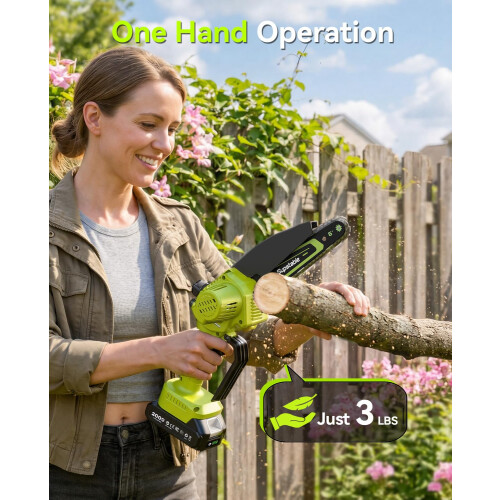 Supstable Mini Chainsaw 6 Inch, Cordless Electric Chainsaw with 1