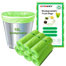 Biodegradable Bin Bags Liner 120 Counts 10L Food Waste Bags Trash Bag Small 10 Litre Compostable Compost Caddy Liners Recycled Degradable Rubbish Ga