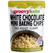 White Chocolate Chips Buttons by Groovy Keto | No Added Sugar | Made with Milk | Baking Chips | Sweetened with Stevia Erythritol