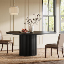 Tribesigns ronde vergadertafel, 120 cm, houten vergadertafel voor 4-6 personen